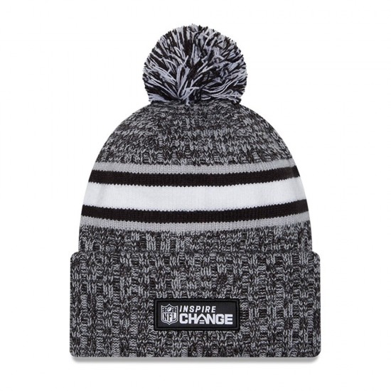 Denver Broncos New Era Heather Black 2023 Inspire Change Cuffed Knit Hat With Pom