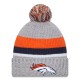 Denver Broncos New Era Heather Gray Cuffed Knit Hat with Pom
