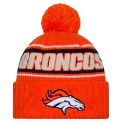 Denver Broncos New Era Orange 2024 Sideline Cuffed Knit Hat with Pom