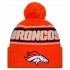 Denver Broncos New Era Orange 2024 Sideline Cuffed Knit Hat with Pom