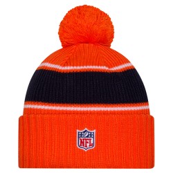 Denver Broncos New Era Orange 2024 Sideline Cuffed Knit Hat with Pom