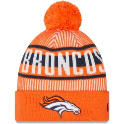 Denver Broncos New Era Orange Striped Cuffed Knit Hat with Pom