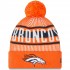 Denver Broncos New Era Orange Striped Cuffed Knit Hat with Pom