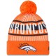 Denver Broncos New Era Orange Striped Cuffed Knit Hat with Pom