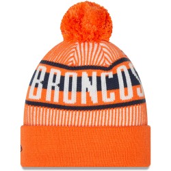 Denver Broncos New Era Orange Striped Cuffed Knit Hat with Pom