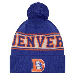 Denver Broncos New Era Royal Retro Cuffed Knit Hat with Pom