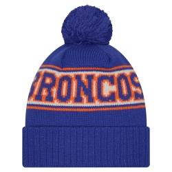 Denver Broncos New Era Royal Retro Cuffed Knit Hat with Pom