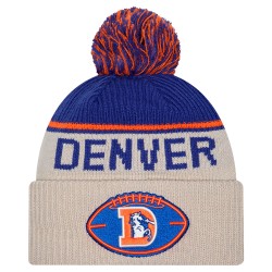 Denver Broncos New Era Stone NFL Sideline Historic Cuffed Knit Hat with Pom