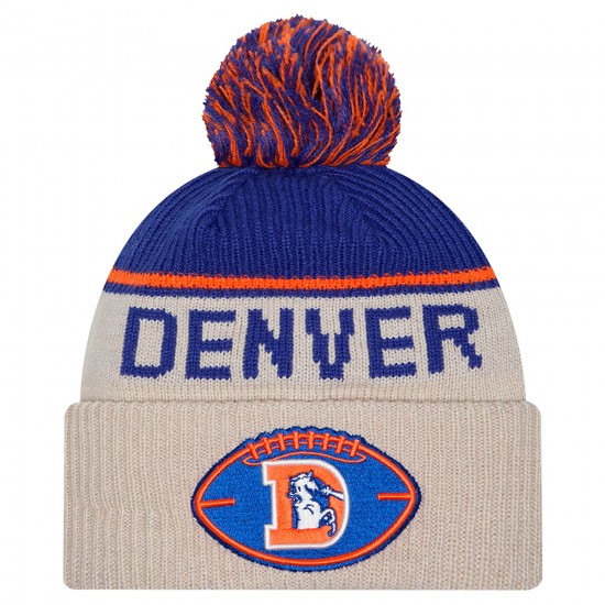 Denver Broncos New Era Stone NFL Sideline Historic Cuffed Knit Hat with Pom