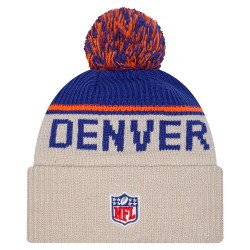 Denver Broncos New Era Stone NFL Sideline Historic Cuffed Knit Hat with Pom