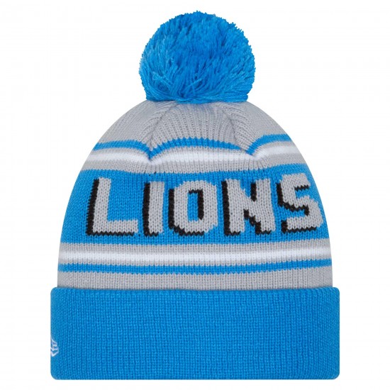 Detroit Lions  New Era Blue  Main Cuffed Knit Hat with Pom