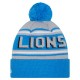 Detroit Lions  New Era Blue  Main Cuffed Knit Hat with Pom