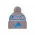 Detroit Lions  New Era Gray 2024 Sideline Sport Cuffed Knit Hat with Pom