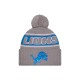 Detroit Lions  New Era Gray 2024 Sideline Sport Cuffed Knit Hat with Pom