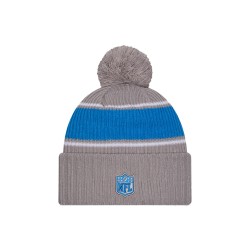 Detroit Lions  New Era Gray 2024 Sideline Sport Cuffed Knit Hat with Pom