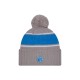 Detroit Lions  New Era Gray 2024 Sideline Sport Cuffed Knit Hat with Pom