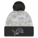 Detroit Lions  New Era White-Graphite 2024 Salute To Service Digital Camo Cuffed Knit Hat with Pom