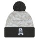 Detroit Lions  New Era White-Graphite 2024 Salute To Service Digital Camo Cuffed Knit Hat with Pom