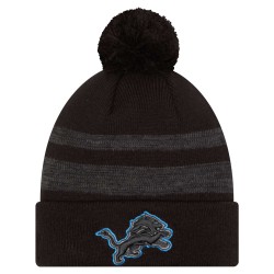 Detroit Lions New Era Black Dispatch Cuffed Knit Hat with Pom