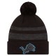 Detroit Lions New Era Black Dispatch Cuffed Knit Hat with Pom