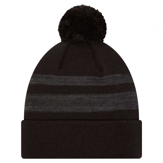 Detroit Lions New Era Black Dispatch Cuffed Knit Hat with Pom