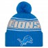 Detroit Lions New Era Blue 2024 Sideline Cuffed Knit Hat with Pom