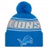 Detroit Lions New Era Blue 2024 Sideline Sport Cuffed Knit Hat with Pom