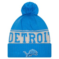 Detroit Lions New Era Blue Retro Cuffed Knit Hat with Pom