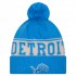 Detroit Lions New Era Blue Retro Cuffed Knit Hat with Pom