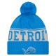 Detroit Lions New Era Blue Retro Cuffed Knit Hat with Pom