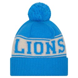 Detroit Lions New Era Blue Retro Cuffed Knit Hat with Pom