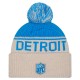 Detroit Lions New Era Stone NFL Sideline Historic Cuffed Knit Hat with Pom