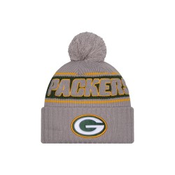 Green Bay Packers  New Era Gray 2024 Sideline Sport Cuffed Knit Hat with Pom