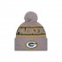 Green Bay Packers  New Era Gray 2024 Sideline Sport Cuffed Knit Hat with Pom