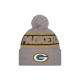 Green Bay Packers  New Era Gray 2024 Sideline Sport Cuffed Knit Hat with Pom