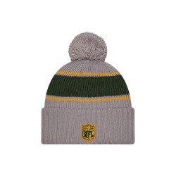 Green Bay Packers  New Era Gray 2024 Sideline Sport Cuffed Knit Hat with Pom