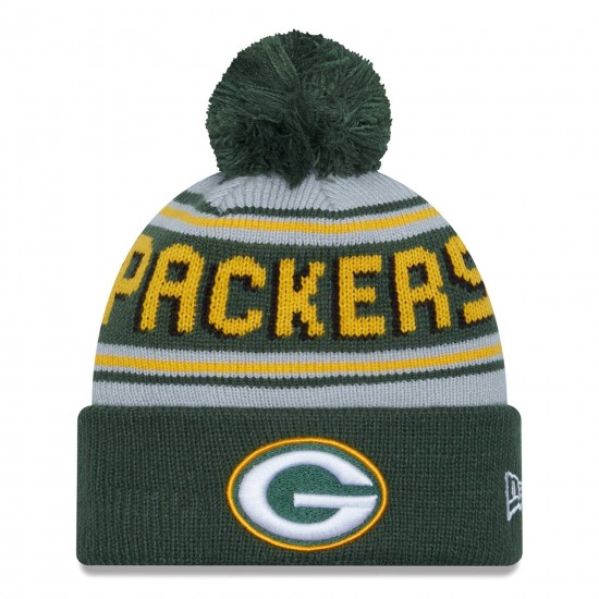 Green Bay Packers  New Era Green  Main Cuffed Knit Hat with Pom