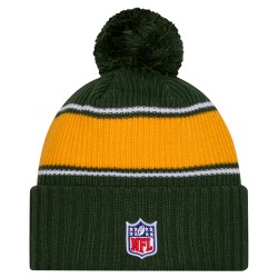 Green Bay Packers New Era Green 2024 Sideline Cuffed Knit Hat with Pom