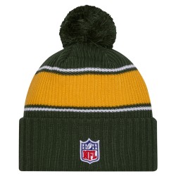 Green Bay Packers New Era Green 2024 Sideline Sport Cuffed Knit Hat with Pom