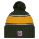 Green Bay Packers New Era Green 2024 Sideline Sport Cuffed Knit Hat with Pom