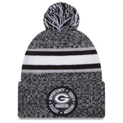 Green Bay Packers New Era Heather Black 2023 Inspire Change Cuffed Knit Hat With Pom