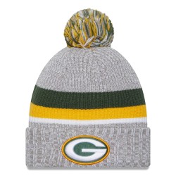 Green Bay Packers New Era Heather Gray Cuffed Knit Hat with Pom