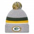 Green Bay Packers New Era Heather Gray Cuffed Knit Hat with Pom