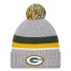 Green Bay Packers New Era Heather Gray Cuffed Knit Hat with Pom