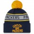 Green Bay Packers New Era Navy Repeat Cuffed Knit Hat with Pom