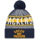 Green Bay Packers New Era Navy Striped Cuffed Knit Hat with Pom