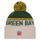 Green Bay Packers New Era Stone NFL Sideline Historic Cuffed Knit Hat with Pom