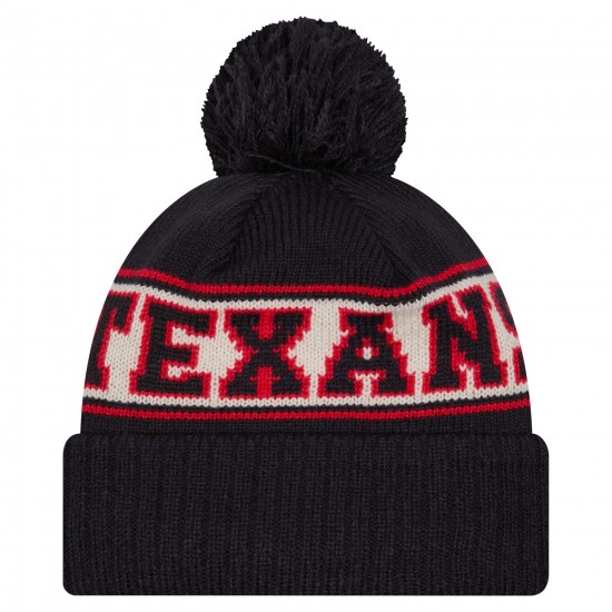 Houston Texans New Era Navy Retro Cuffed Knit Hat with Pom