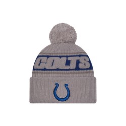 Indianapolis Colts  New Era Gray 2024 Sideline Sport Cuffed Knit Hat with Pom