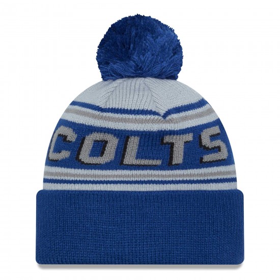 Indianapolis Colts  New Era Royal  Main Cuffed Knit Hat with Pom